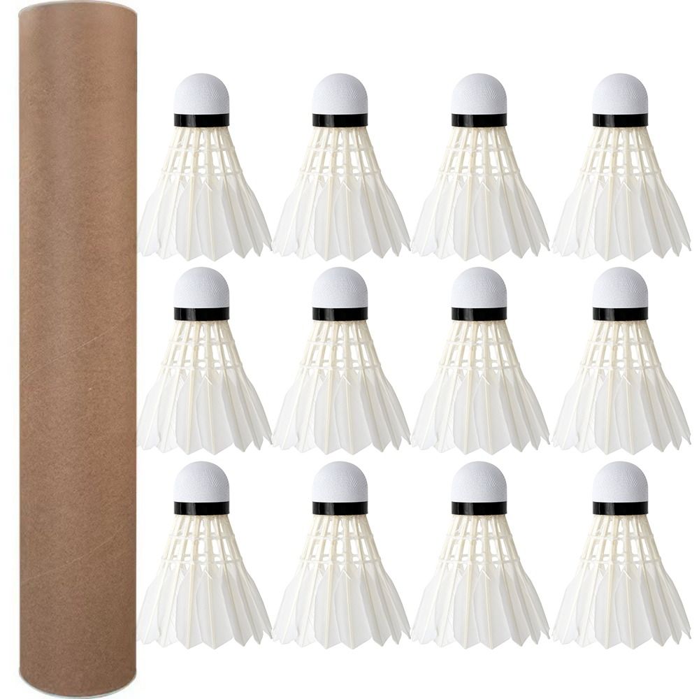 Feather Shuttlecock - 3/6/12 adet Profesyonel Badminton Raketle Siyah